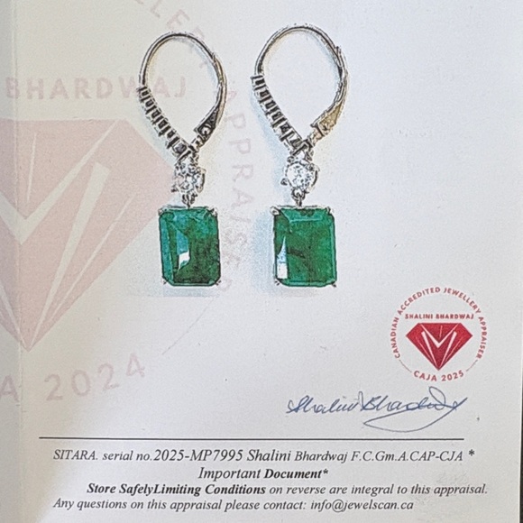 Natural Emerald Drop Earrings - Picture 11 of 13